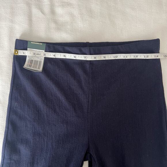 Lauren Ralph Lauren Leggings size C Blue Faux Suede Patch Equestrian Style NEW M - Picture 5 of 7